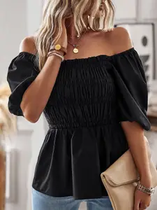 StyleCast Puff Sleeves Cinched Waist Top