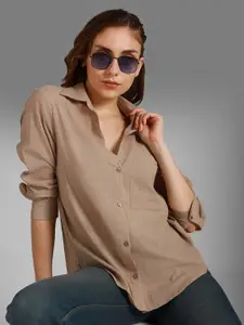 High Star Classic Spread Collar Long Sleeves Cotton Casual Shirt