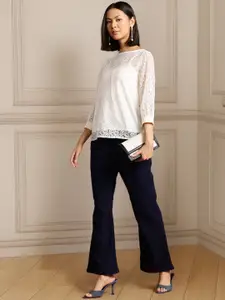 all about you Floral Puff Sleeve Lace Top