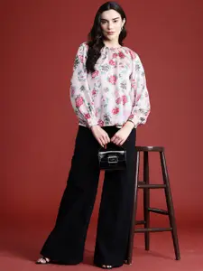 all about you Floral Print Keyhole Neck Top