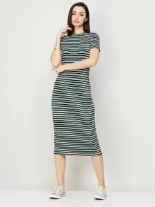 Ginger by Lifestyle Striped Round Neck Sheath Dress