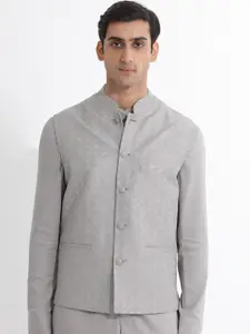 RARE RABBIT Embroidered Woven Nehru Jacket