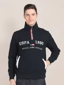U.S. Polo Assn. Typography Embroidered High Neck Pullover