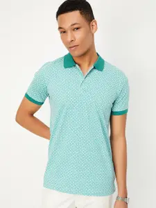 max Geometric Printed Polo Collar Short Sleeves T-shirt