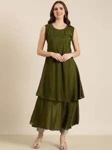 SHOWOFF Embellished Sleeveless Kurta