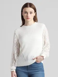 ONLY Onlzoe Ls Knit-In Round Neck Acrylic Cotton Pullover