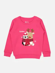 Bodycare Kids Girls Graphic Printed Fleece Pullover Sweatshirt