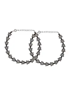 Infuzze Set Of 2 Silver-Plated Anklets