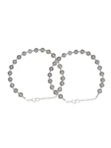 Infuzze Set Of 2 Silver-Plated Anklets