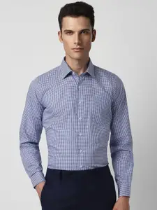 Van Heusen Men Blue Slim Fit Micro Checked Pure Cotton Formal Shirt