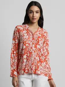 Allen Solly Woman Floral Printed Collarless Casual Shirt