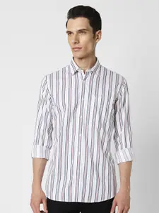 Van Heusen Sport Slim Fit Vertical Striped Pure Cotton Casual Shirt