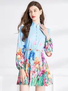 JC Collection Floral Printed A-Line Mini Dress