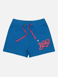 Bodycare Kids Infants Girls Typography Printed Cotton Shorts