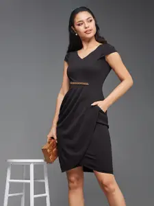 Miss Chase V-Neck Belted Sheath Dress