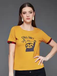 Miss Chase Graphic Printed Round Neck Cotton T-shirt