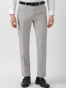 Peter England Checked Slim Fit Formal Trousers