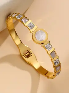 Jewels Galaxy Women Gold Plated Stainless Steel Bangle Style Bracelet