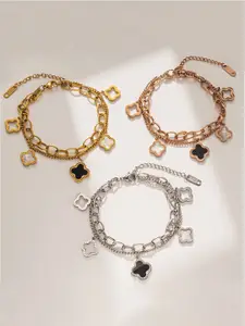 Jewels Galaxy Women Set Of 3 Stainless Steel Wraparound Bracelets