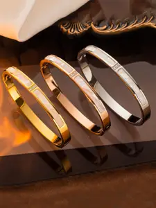 Jewels Galaxy Set Of 3 Gold-Plated American Diamond Studded Bangle-Style Bracelet