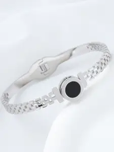 Jewels Galaxy Women Silver-Plated Stainless Steel Bangle-Style Bracelet