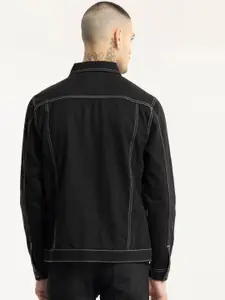 Snitch Black Spread Collar Long Sleeve Cotton Lightweight Denim Jacket