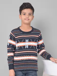 Crimsoune Club Boys Geometric Printed Pure Cotton Pullover