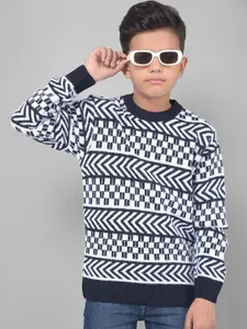 Crimsoune Club Boys Geometric Printed Round Neck Pullover