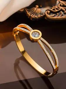 Jewels Galaxy Gold-Plated American Diamond Bangle-Style Bracelet