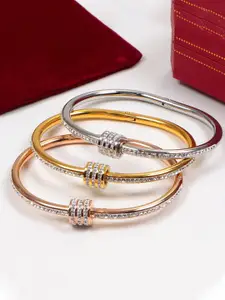 Jewels Galaxy Set Of 3 American Diamond Bangle-Style Bracelet