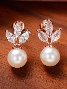 Jewels Galaxy Rose Gold Plated Contemporary Drop Earrings