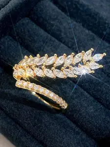 Jewels Galaxy Gold-Plated CZ-Studded Finger Ring