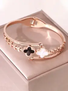 Jewels Galaxy Gold Plated Stainless Steel Mother of Pearl Bangle Style Bracelet