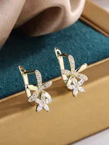 Jewels Galaxy Gold-Plated American Diamond Studded Star Shaped Drop Earrings