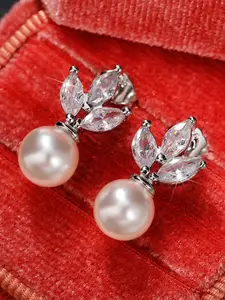 Jewels Galaxy Silver-Plated Contemporary Studs Earrings