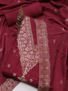Meena Bazaar Ethnic Motifs Woven Design Sequins Art Silk Unstitched Dress Material