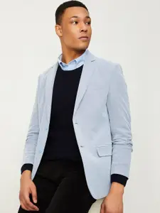 max Self Design Notched Lapel Collar Single-Breasted Casual Blazer