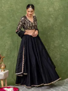 KASYA Floral Woven Design Ready to Wear Lehenga & Blouse With Dupatta