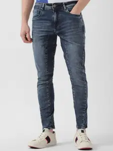 Peter England Casuals Men Mid Rise Clean Look Whiskers Cropped Stretchable Jeans