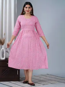 BAESD Ethnic Motifs Printed Maternity Fit & Flare Midi Dress