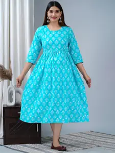 BAESD Ethnic Motifs Printed Maternity Fit & Flare Ethnic Midi Dress