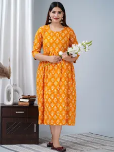 BAESD Maternity Ethnic Motifs Printed Fit & Flare Ethnic Dress