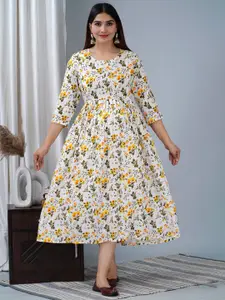 BAESD Floral Printed Maternity Fit & Flare Ethnic Midi Dress