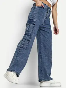 Next One Women Smart Wide Leg High-Rise Cotton Stretchable Jeans