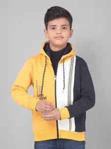 Crimsoune Club Boys Colourblocked Hooded Front-Open Sweatshirt