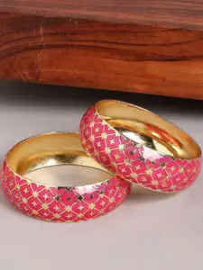 OOMPH Set Of 2 Kada-Meenakari Floral Design Bangles