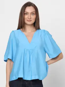 Vero Moda V- Neck Pleated Flared Sleeves A- Line Top