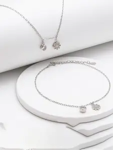 GIVA Set Of 2 925 Sterling Silver Rhodium-Plated CZ-Studded Anklets