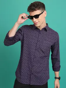 KETCH Floral Printed Slim Fit Cotton Casual Shirt
