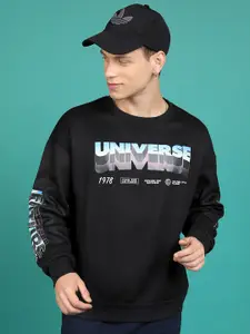 HIGHLANDER Typography Printed Drop Shoulder Sleeves Oversized Sweatshirt